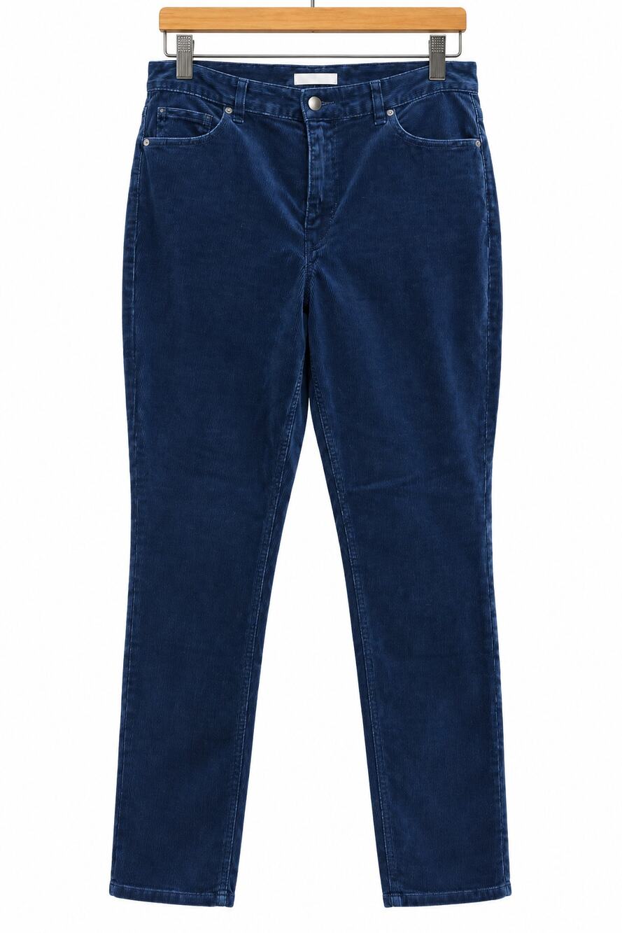 LOFT Velvet Skinny Pants Womens 14 Navy Blue Stretch Mid Rise Ankle